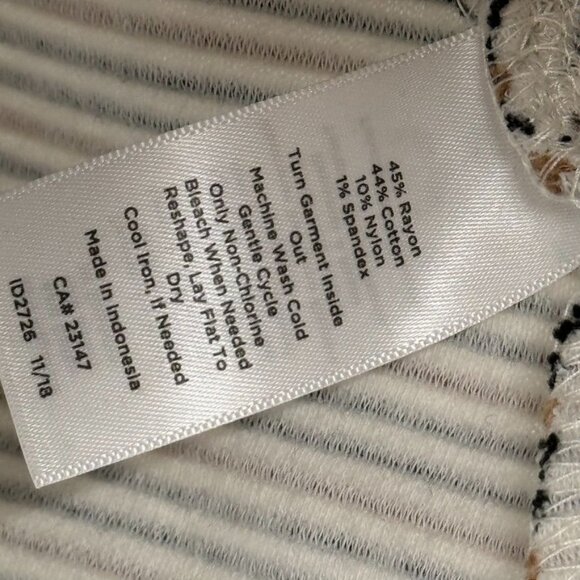 Talbots womens top tunic peplum black tan striped knit size 1X plus short sleeve - Picture 7 of 10